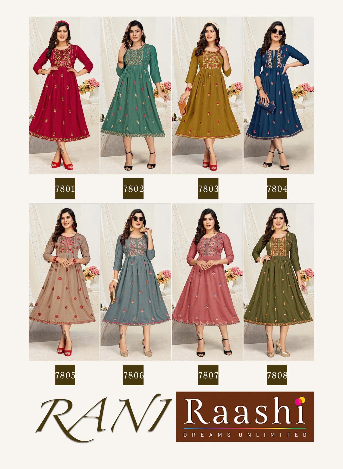 Raashi Rani Latest fancy Designer Casual Wear Printed Chinon Silk Anarkali Kurtis Collection
